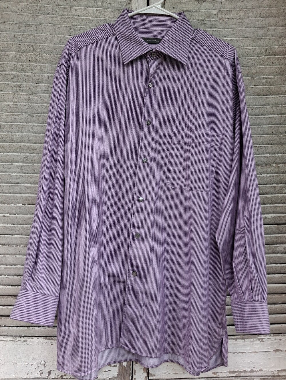 Ermenegildo Zegna Men's XXL Purple Micro Check Long Sleeve Button-Up Dress Shirt